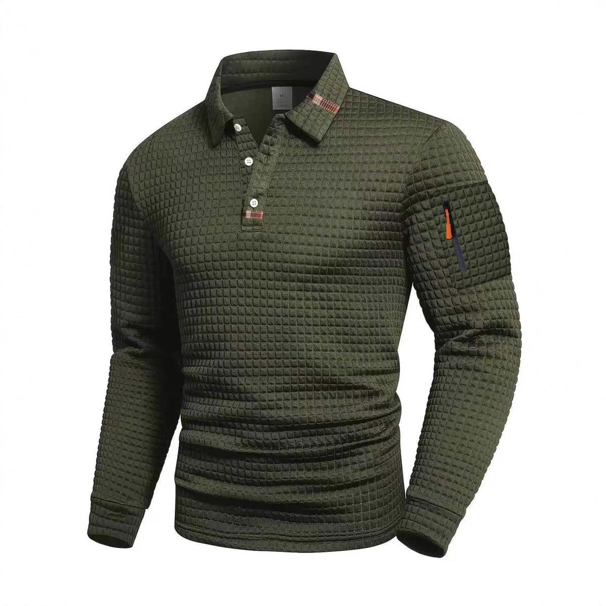 Patchwork Checkerboard Langarm Polo-Shirt Herren – Bild 9 | LuxeStyle