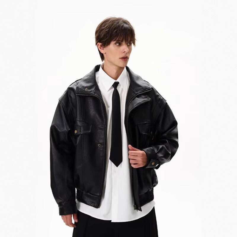 Vintage Bikerjacke aus PU-Leder