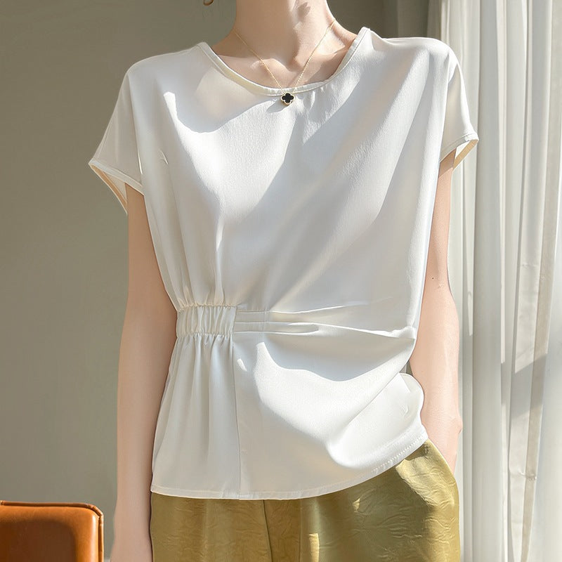 Kurzärmliges Viskose‑T‑Shirt mit Kordelzug – Bild 6 | LuxeStyle
