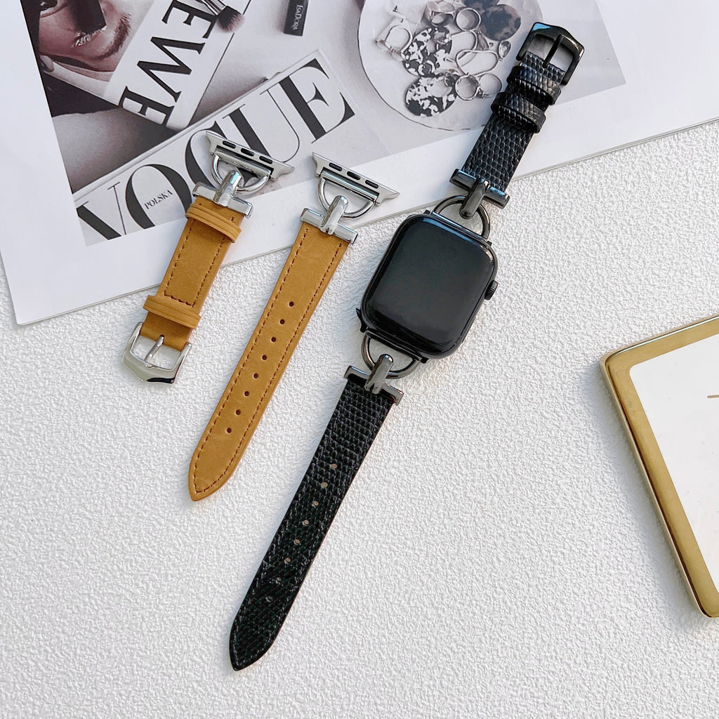 Personalisiertes D-förmiges Lederarmband für Apple Watch – Bild 5 | LuxeStyle