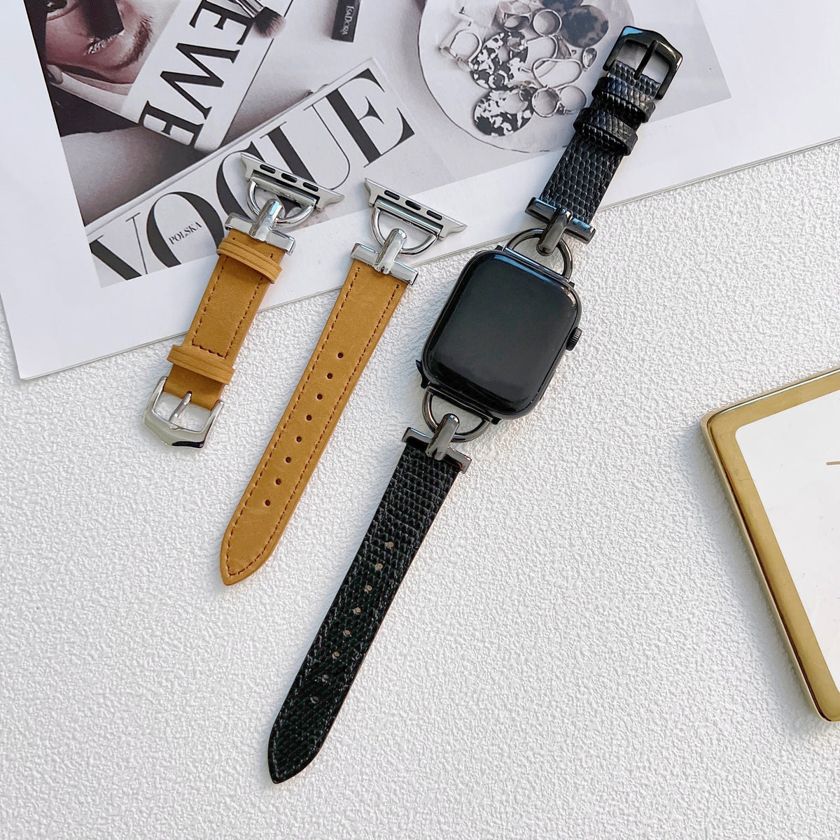 Personalisiertes D-förmiges Lederarmband für Apple Watch – Bild 5 | LuxeStyle