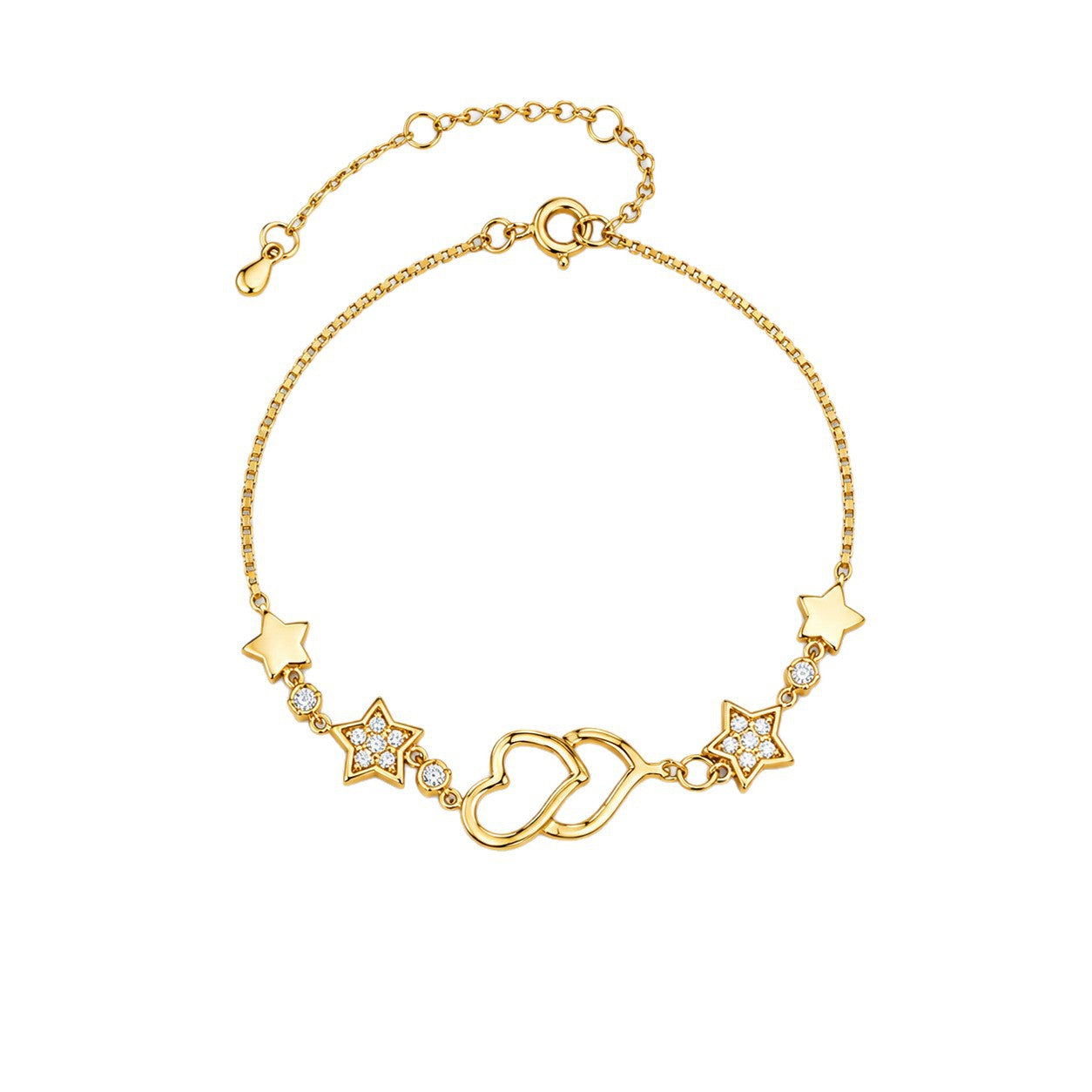 S925 Silber Armband mit Stern- und Herz-Motiv