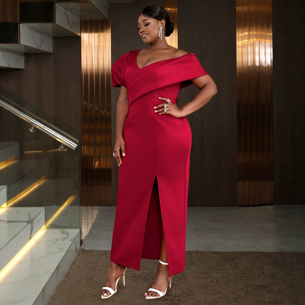 Damen-Kleid mit Schlitz und Off-Shoulder – Bild 7 | LuxeStyle