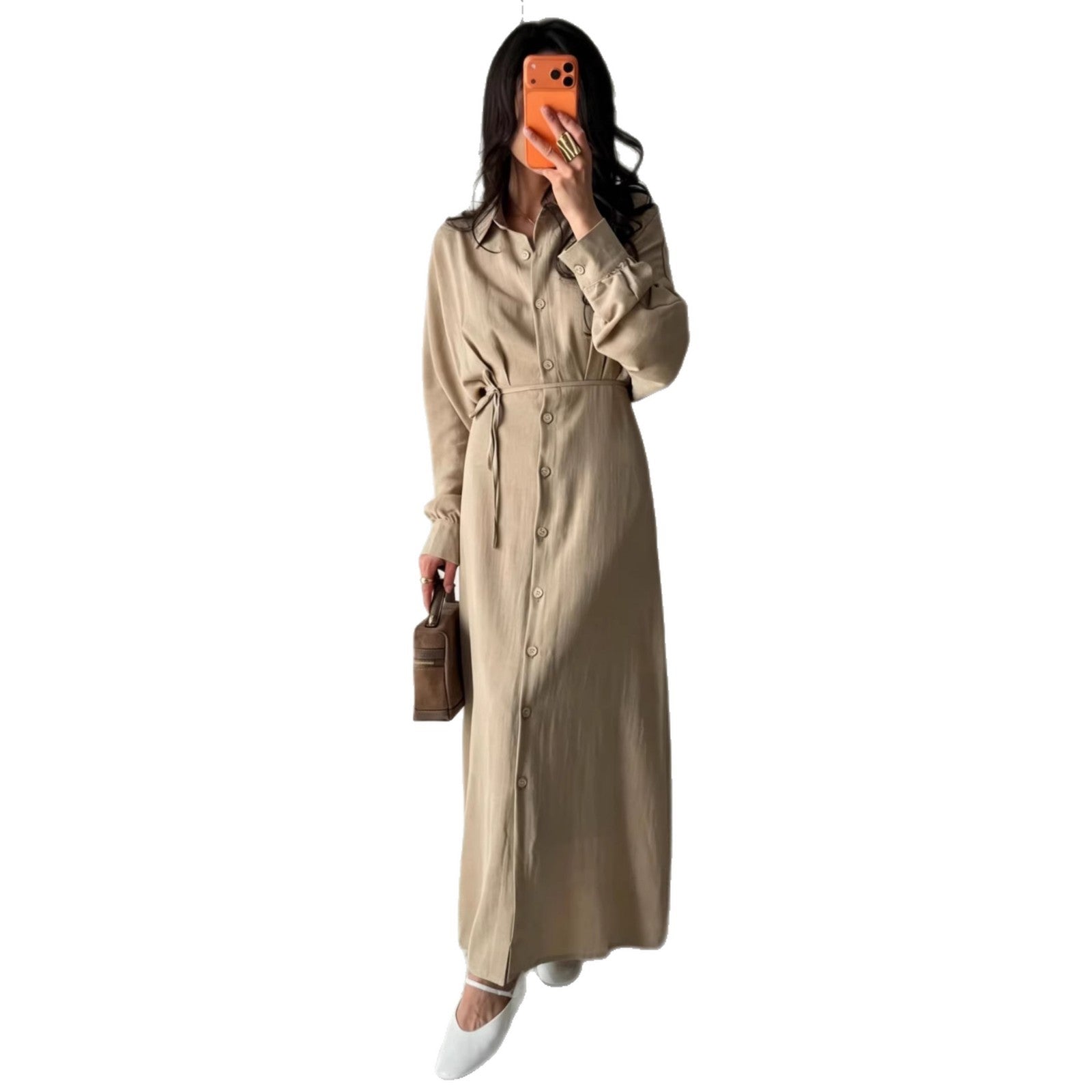 Elegantes Hemdblusenkleid mit Schnürung