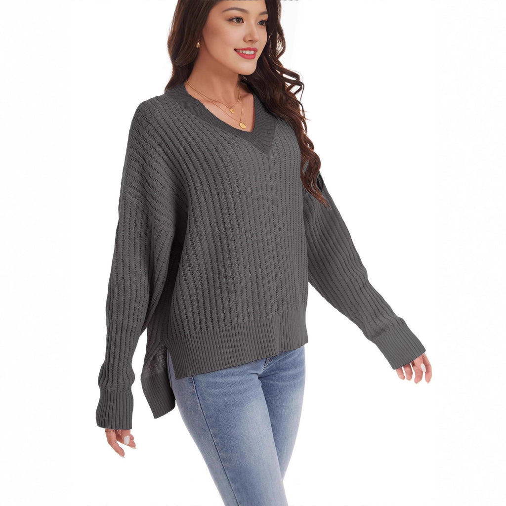 V-Neck Pullover mit lockerer Passform