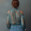 Bluse mit Spargelfarn- und Blumenmuster