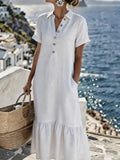 Elegantes Plissee-Hemdkleid mit kurzen Ärmeln – Bild 10 | LuxeStyle