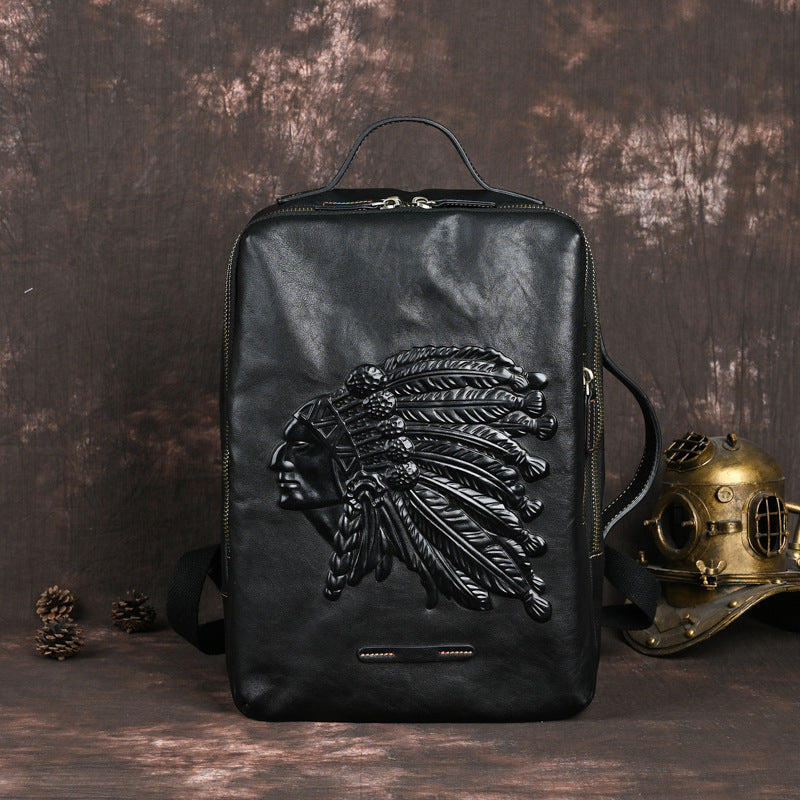 Rindsleder-Rucksack für Herren im Retro-Stil