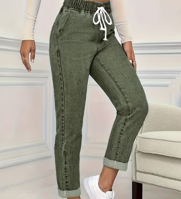 Grüne Straight-Leg Jeans