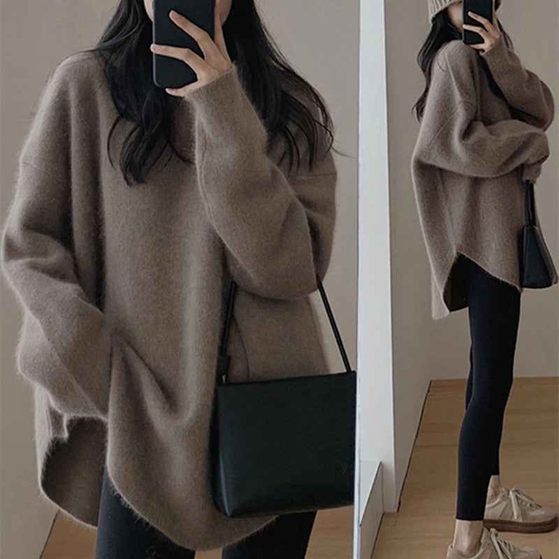 Mid-length Loose Fit Damen Pullover