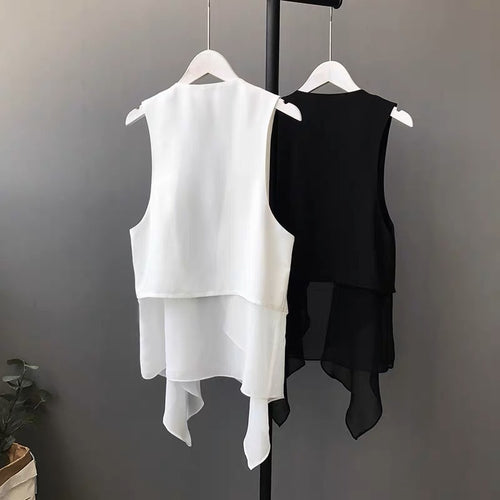 Ärmellose Chiffon-Weste im Korea-Stil – Ansicht 2