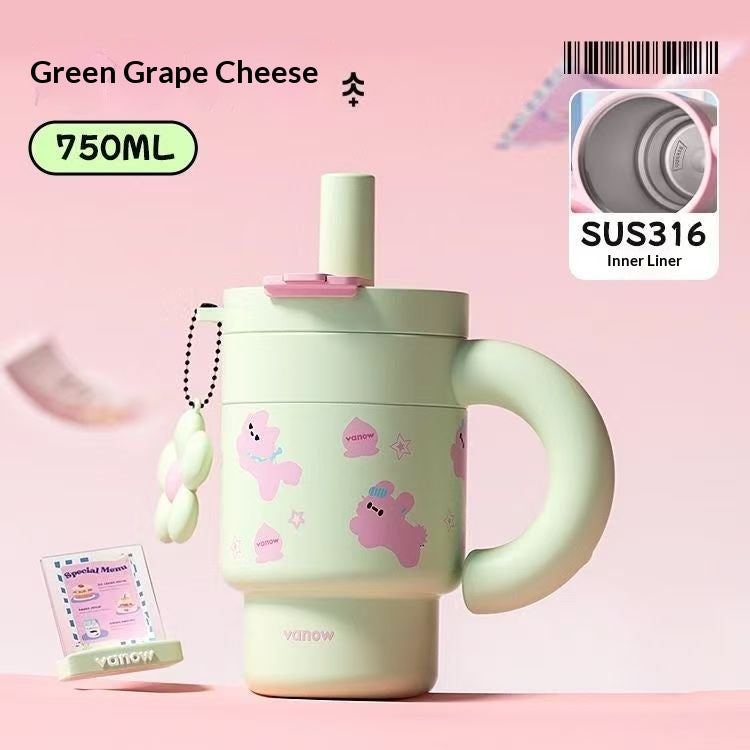 Grosskapazitäts-Wasserflasche mit Strohhalm