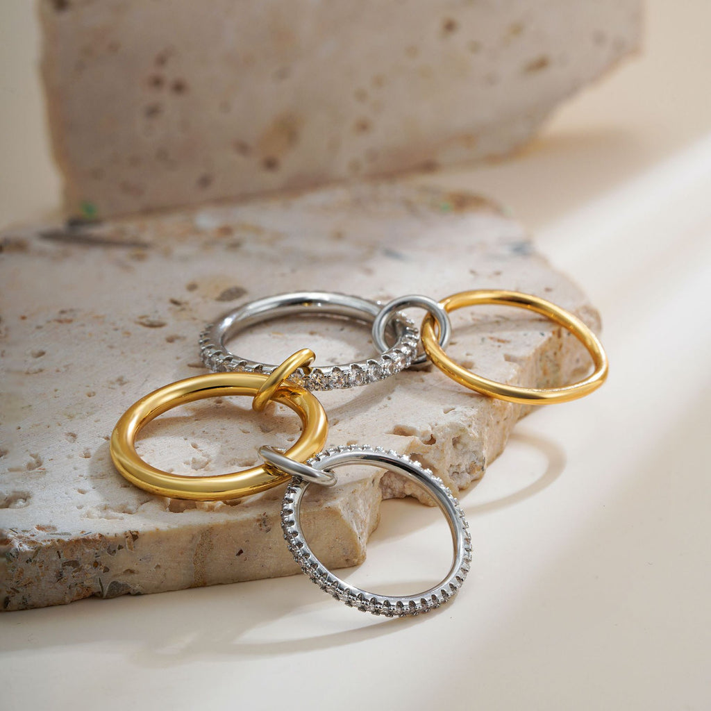 Vergoldeter Unisex-Ring mit drei Gliedern – Bild 6 | LuxeStyle