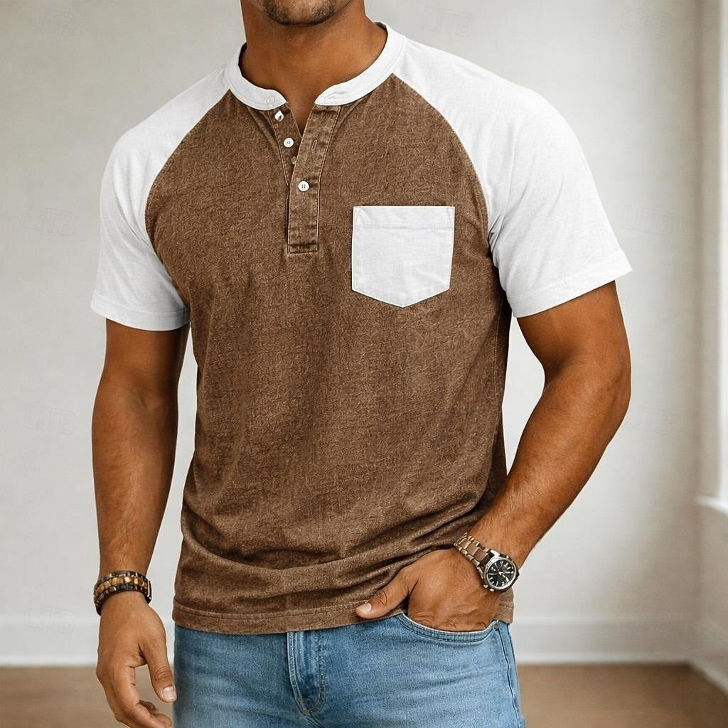 Polo-Shirt mit Henley-Kragen für Herren