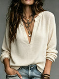 Langarm-Shirt mit V-Ausschnitt – Bild 1 | LuxeStyle