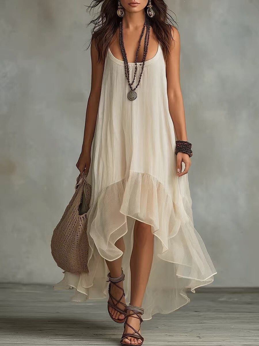 Boho-Kleid mit U-Ausschnitt und A-Linie