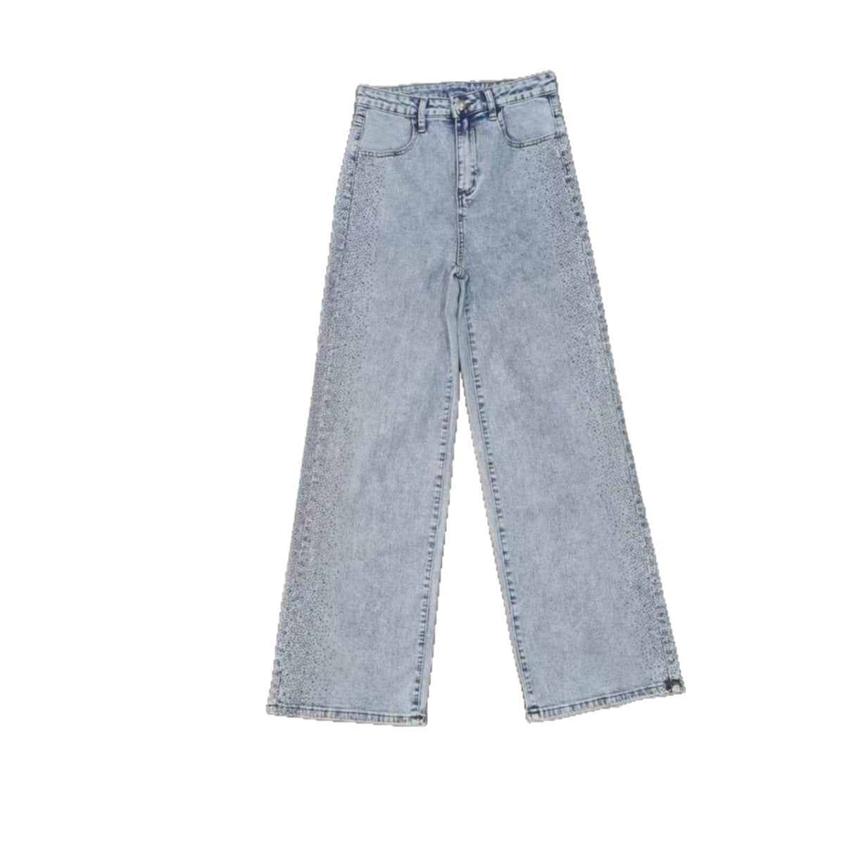 High-Waist Straight-Leg Jeans mit Nieten