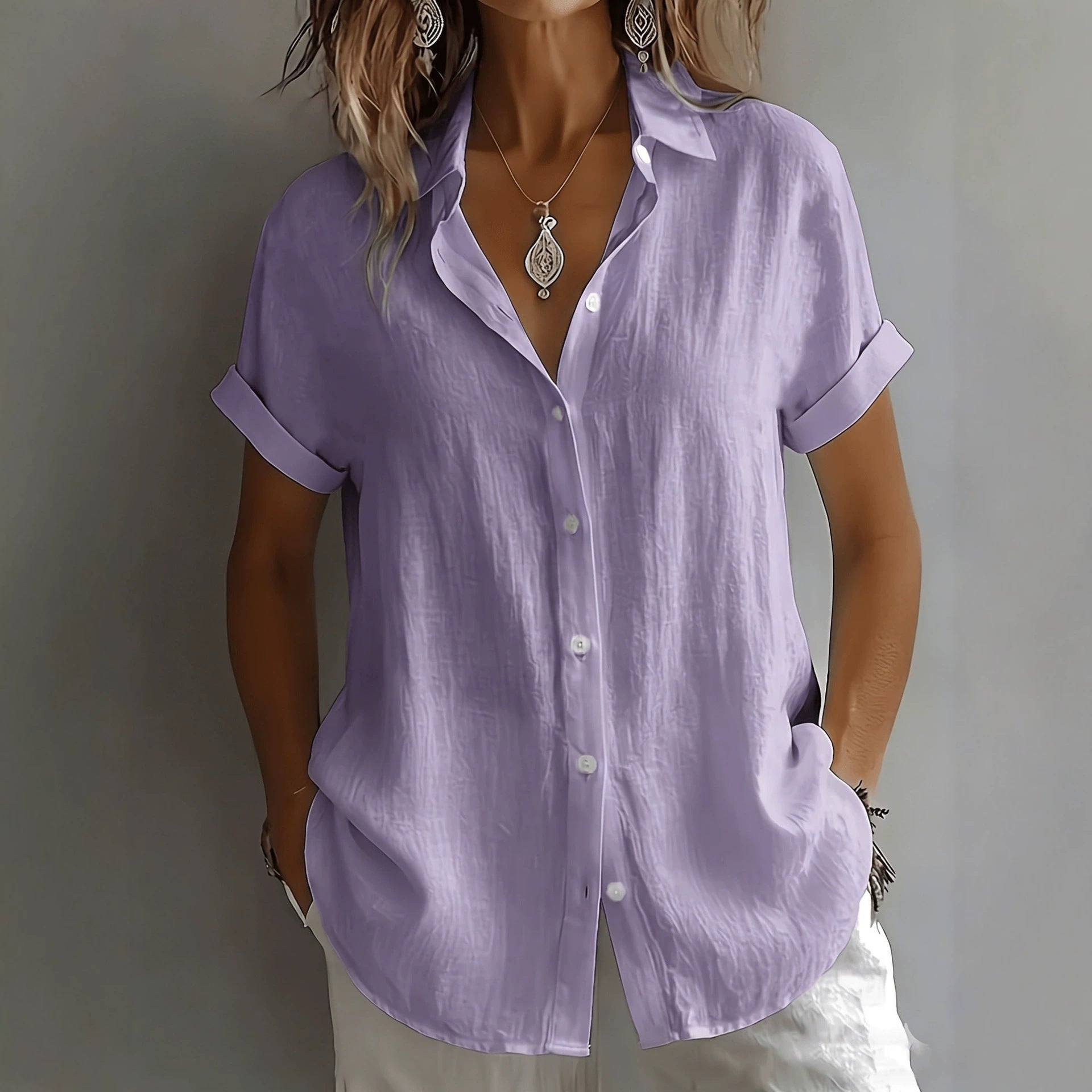 Damen Bluse mit Falten-Textur – Ansicht 5