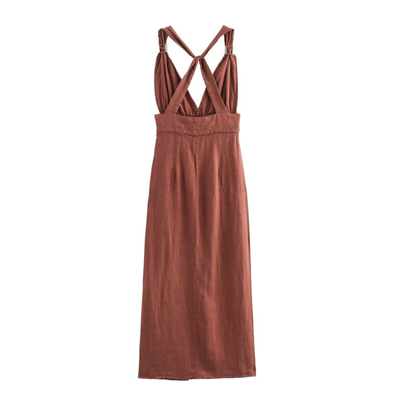 Maxikleid mit Kreuzrücken und Taillenschnürung – Bild 3 | LuxeStyle