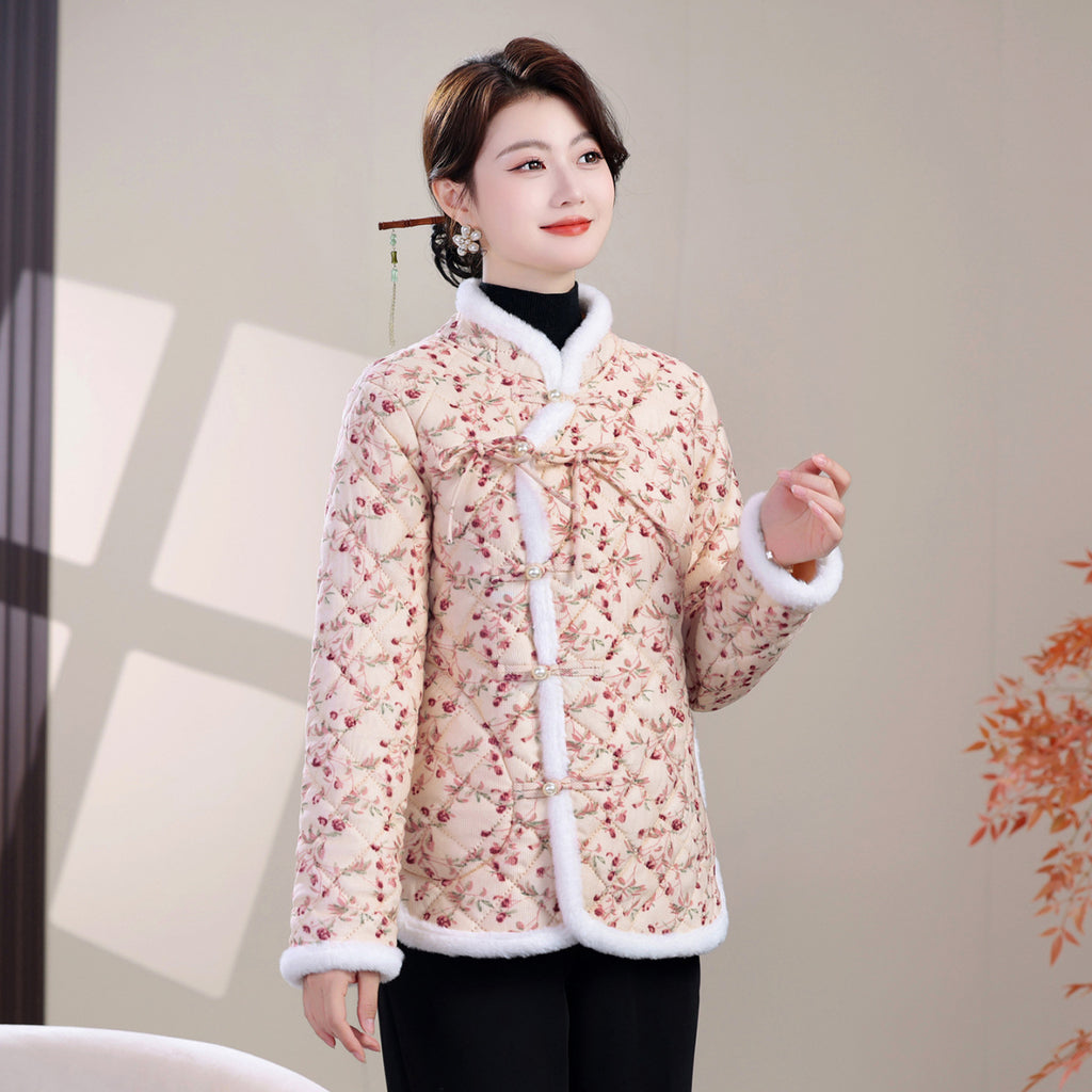 Damen-Jacke mit Blumenmuster und diagonalem Verschluss – Bild 2 | LuxeStyle