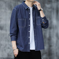 Männliches Denim Shirt mit langen Ärmeln – Bild 6 | LuxeStyle
