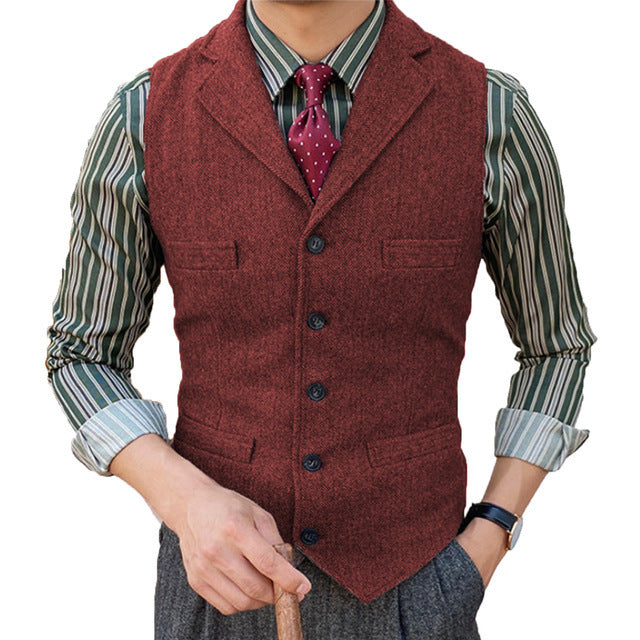 Herren-Anzugweste Slim Fischgrat-Muster | LuxeStyle