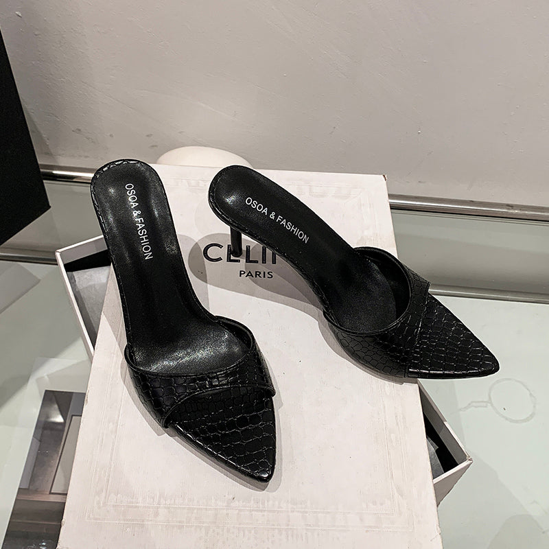Elegante High Heel Pantoletten mit spitzer Zehe