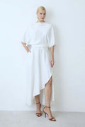 Satin-Kleid mit Rundhals und Schlitz – Bild 10 | LuxeStyle