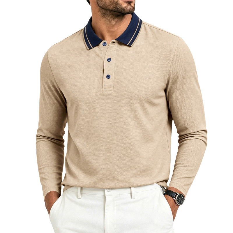 Herren-Polo mit Kragen und langen Ärmeln