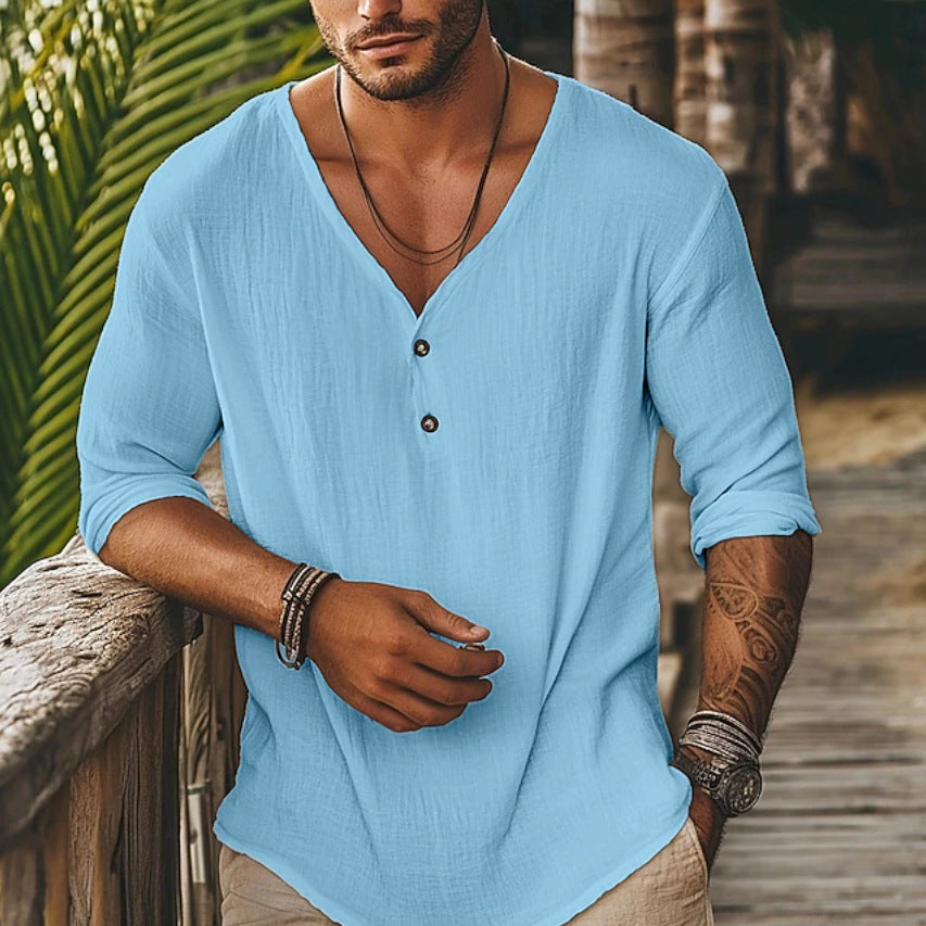 Herren V-Ausschnitt Langarmshirt – Ansicht 3