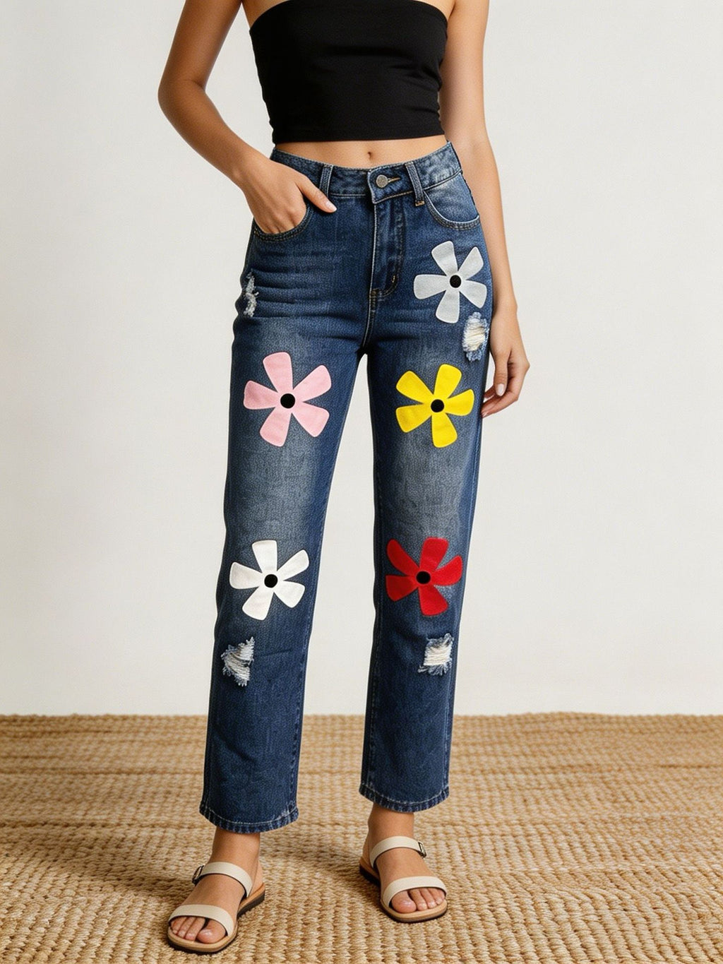 Damen Jeans mit Dopamin-Print