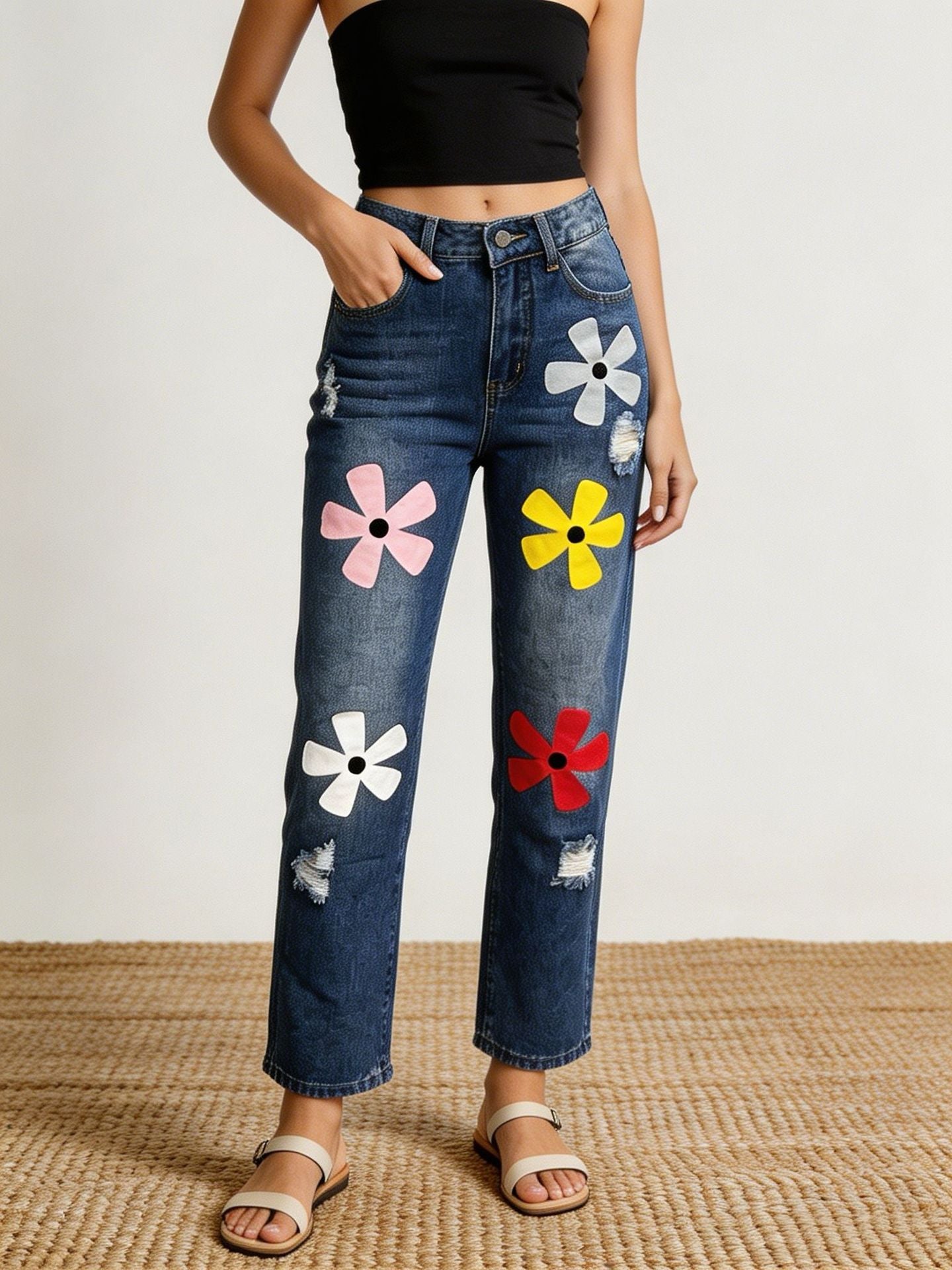 Damen Jeans mit Dopamin-Print