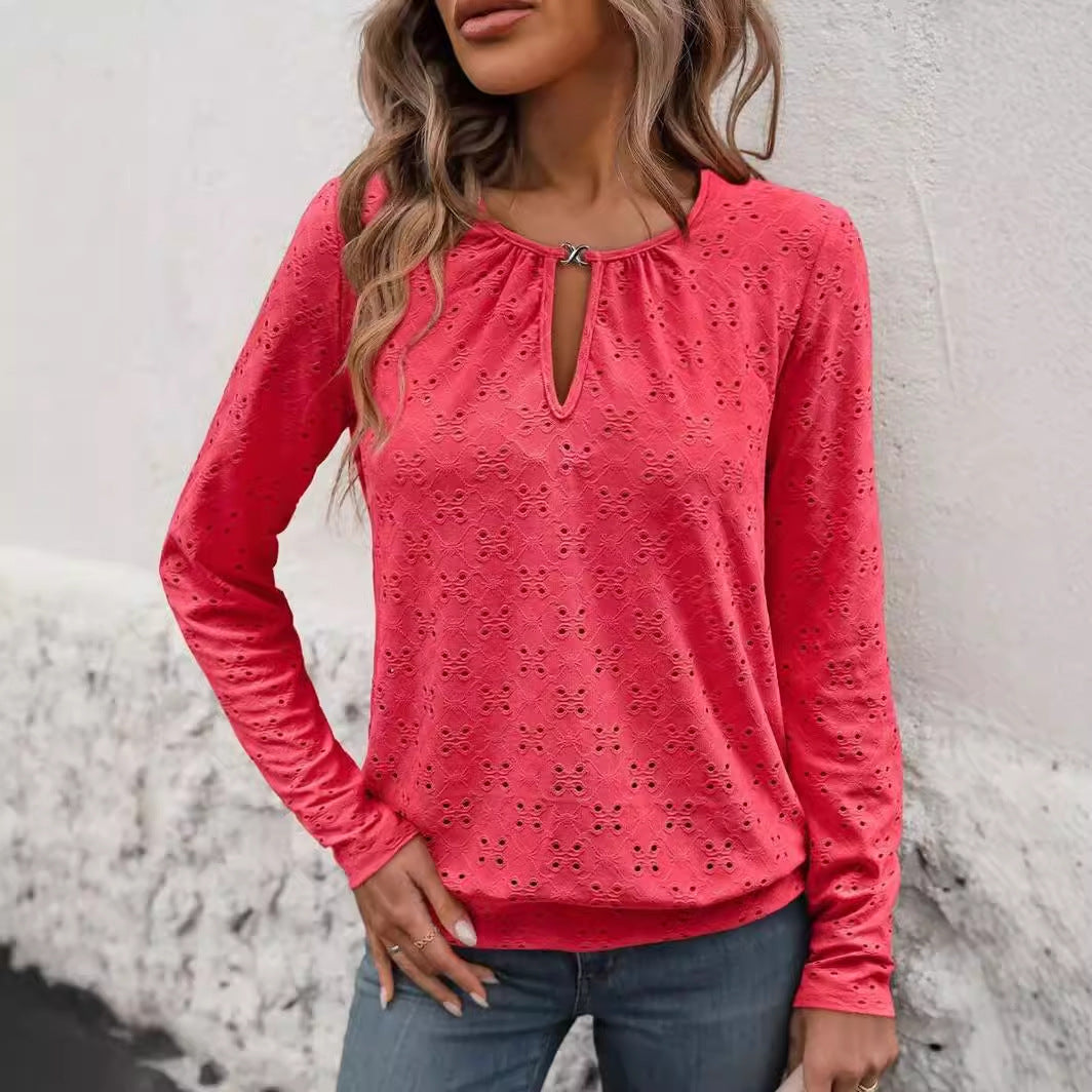 Langarm-Shirt mit V-Ausschnitt und Cut-Outs – Bild 3 | LuxeStyle