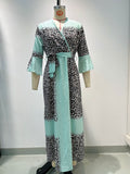 Leoparden-Patchwork V-Ausschnitt Kleid – Bild 8 | LuxeStyle