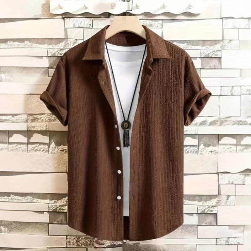 Kurzärmliges Herren-Shirt in einfarbigem Design | LuxeStyle