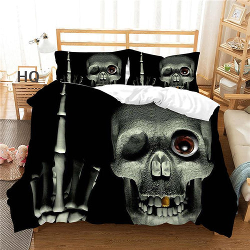 3D-Digitaldruck Schädel Kissenbezug & Deckenhülle Set