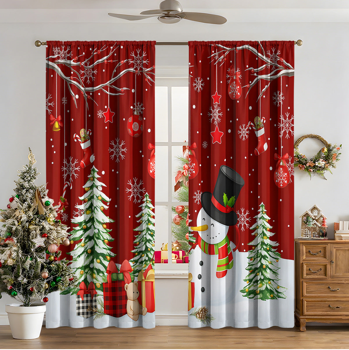 Weihnachtsvorhänge mit 3D-Digitaldruck