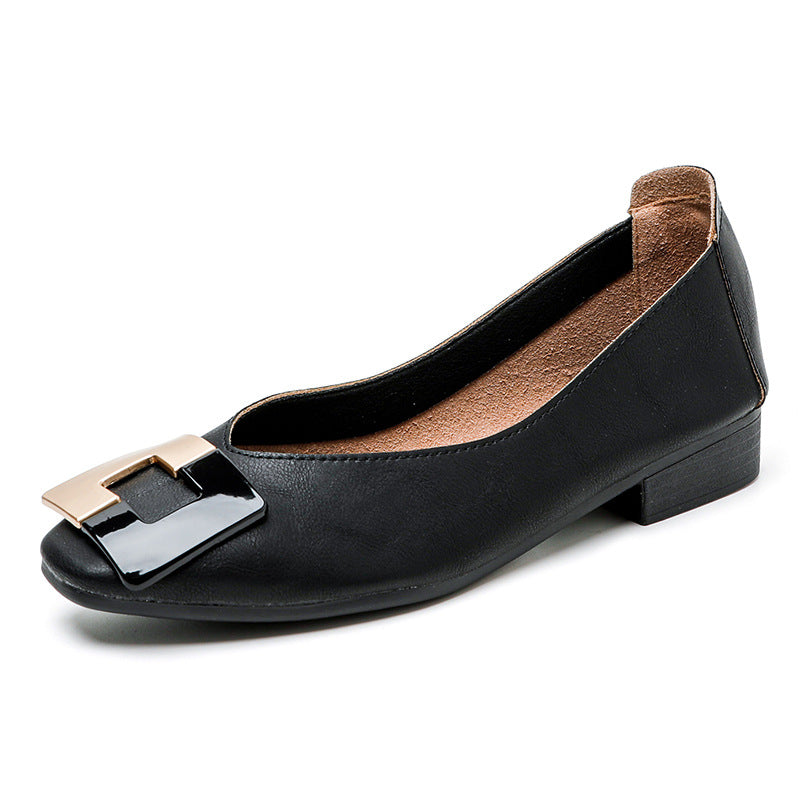 Bequeme Leder-Slipper mit niedrigem Absatz