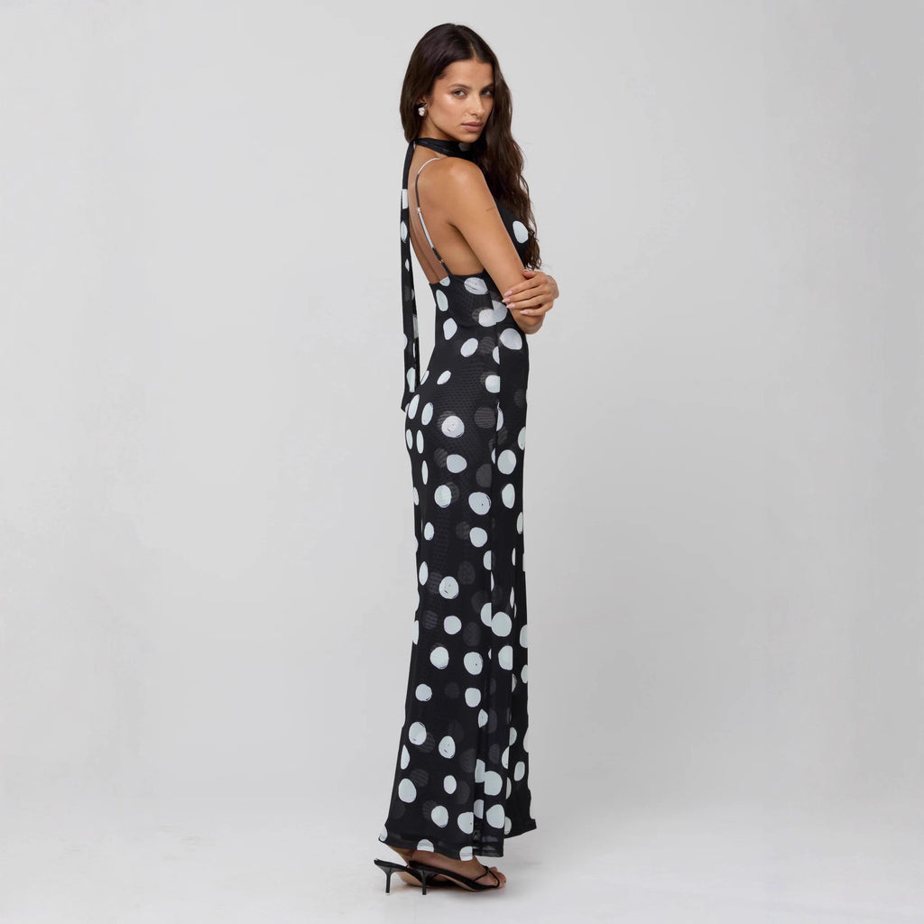 Neckholder-Kleid mit Polka Dots
