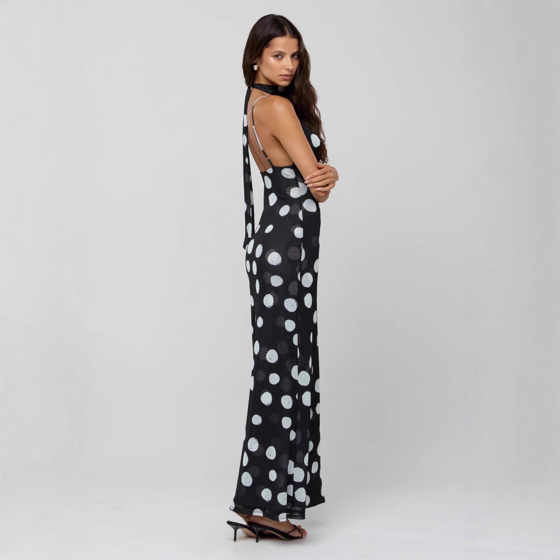 Neckholder-Kleid mit Polka Dots