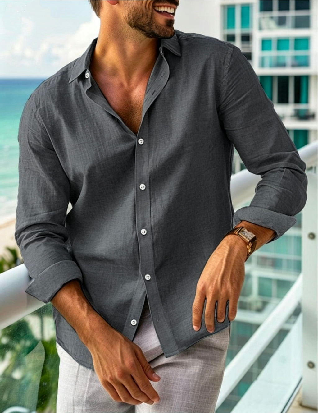 Sommerhemd Langarm Slim Fit