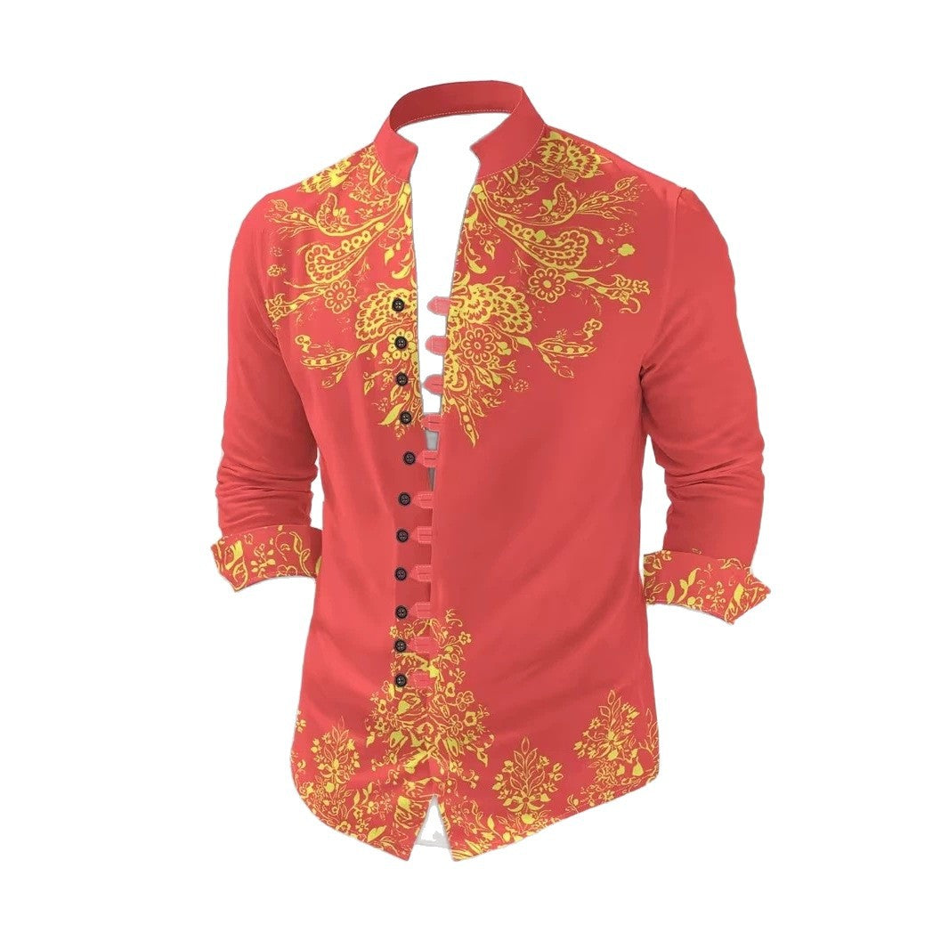 Langärmliges Herren-Mandarin-Kragen-Shirt – Bild 11 | LuxeStyle