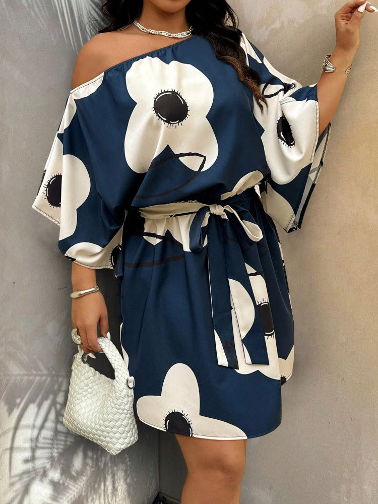 Off-Shoulder A-Linien Kleid mit Blumenmuster – Bild 8 | LuxeStyle