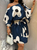 Off-Shoulder A-Linien Kleid mit Blumenmuster – Bild 8 | LuxeStyle
