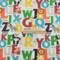 Baumwoll-Twillstoff: Alphabet & Cartoon-Tiere | LuxeStyle