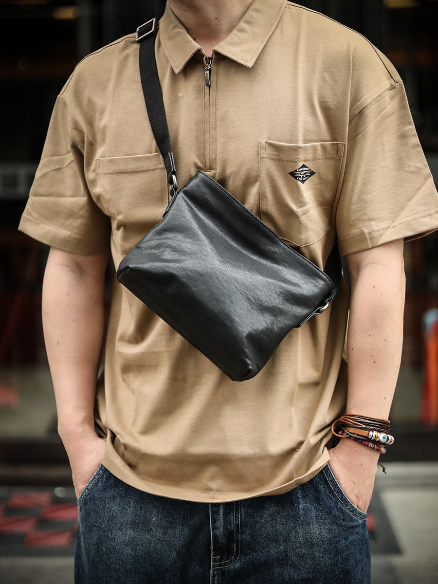 Leder-Umhängetasche mit Reissverschluss | LuxeStyle