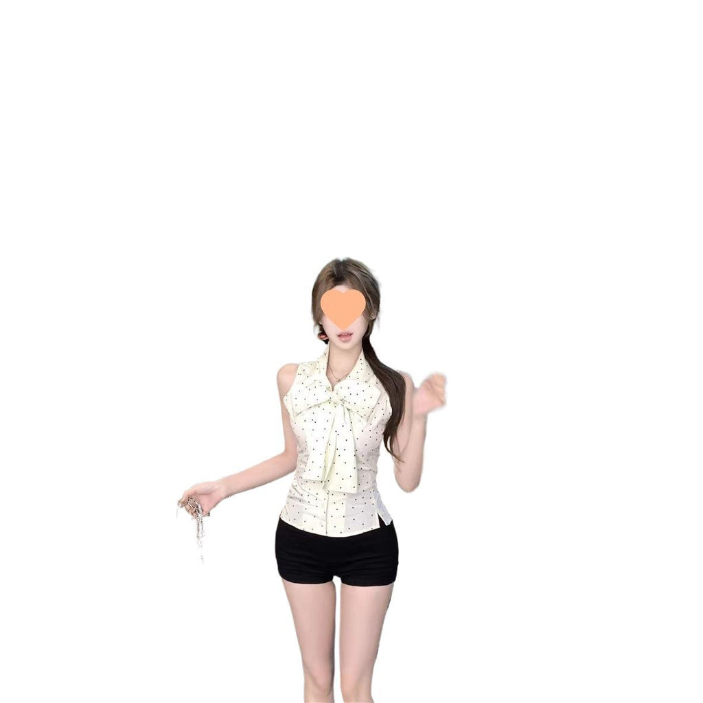 Chiffon-Bluse mit Bindeband und Karos