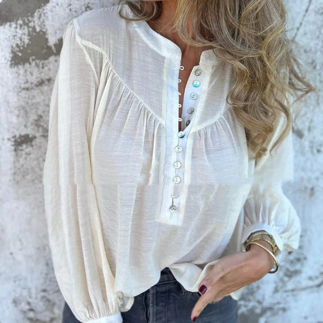 Langärmliges Baumwoll-Linen-T-Shirt – Bild 2 | LuxeStyle