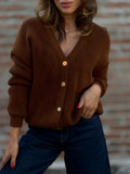 V-Ausschnitt Strick-Cardigan für Damen