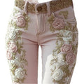 Retro-Hose mit Stickerei und Print